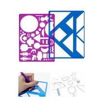 집콕놀이 3세 도형인지 모양자 2ea set 학용품 창의미술 상상력 어린이집 응용력 스텐실자