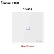 Sonoff T1 스마트 와이파이 RF/앱/터치 컨트롤 벽 조명 스위치 1/2/3 갱 86 유형 영국 패널 벽 터치 라이트 스위치 스마트 홈, New version T1 UK 1C China