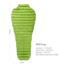 초경량 캠핑 침낭 AEGISMAX 미라 95% 화이트 구스다운 자연 하이킹 장비 나노 미, 02 MINI - L - Green