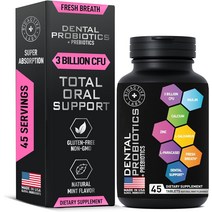 프로바이오틱스 치아와 잇몸을 위한 치과 최고의 락토바실러스 살리바리우스 정제 만성 구취 퇴치 및 좋은 박테리아 복원 구강 건강을 프로바이오틱 프리바이오틱 고급 치료 45정