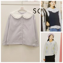 [소이주니어]논현점 23년봄신상 ** 조끼 가디건과 코디해요 ** 스판소재 프릴 카라 블라우스