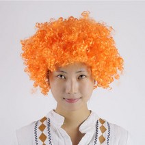 항암모자가발 어릿광대 곱슬곱슬한 털 멀티 롤 라면 축구팬 헤드 빅 헤어액세서리 엽기적 레인보우 바 2474292670, 주황색