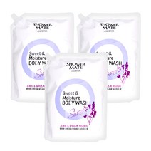 샤워메이트 스위트&모이스처 바디워시 리필용, 3개, 2000ml