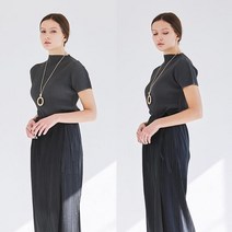 주름 플리츠 티셔츠 반팔티 여성 정장이너