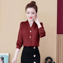 고퀄리티블라우스 일찍이 가을옷 스타일리쉬 쉬폰 상의 여성 고급 반팔셔츠 2184537548