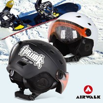 에어워크 아시안핏 스키 스노우 보드 고글 일체형 헬멧 헬맷 안전모, 무광블랙
