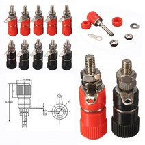 주택 전기 용품 10pcs 4mm 레드 & 블랙 바나나 소켓 전문 바인딩 포스트 너트 플러그 잭 커넥터 용 니켈 도금, Black