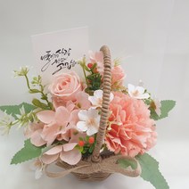 영하우스 납골당꽃다발 미니조화 꽃다발 꽃바구니 납골당꽃 부착식 성묘꽃 산소꽃 봉안당조화 추모꽃 꾸미기 납골당 꽃장식, 카네이션믹스꽃바구니 피치
