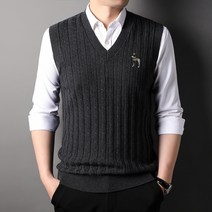 2022 년 가을과 겨울 새로운 남성 v-neck 단색 조끼 남성 비즈니스 니트 양복 조끼 패션 양복 조끼 민소매 바닥 셔츠