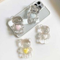 투명 마이하트 곰돌이 그립톡 스마트링 택1, 화이트