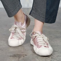 여성 발레새틴 소가죽 볼드끈 어글리 스니커즈 525