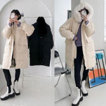 캣츠원피스 / 후드넥 페이크퍼 겨울롱패딩