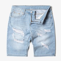 연청 찢어진 청바지 반바지 남자 숏 면 여름 빈티지 작업복 편한 데님 배기 중년 남성 옷 짧은 CU410EO