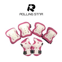 롤링스타 롤러스케이트 스케이트보드 보호대set, 핑크L