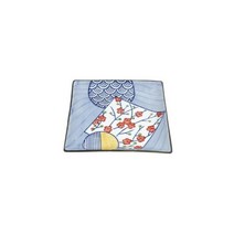 블루 유니크패턴 도자기 중형 사각접시 실용적 인테리어소품 주방기프트 빈티지그릇 홈카페분위기