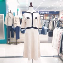 [에이비에프지] 와이드 카라 배색 레이어드 아이보리 원피스 HISFX1O46C