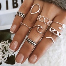 살빠지는 2021 여성용 반지 스테인레스 스틸 쥬얼리 피젯 반지 세트 schmuck 세트 bague femme 보헤미안 bague 커플 액세서리 anelli