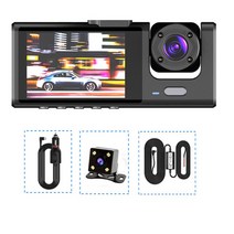 블랙박스가성비 자동차블랙박스 룸미러 추천 택시 Uber 자동차 DVR 1080P 후면 카메라 3 캠 720P 및 내부, 02 DVR Full Set