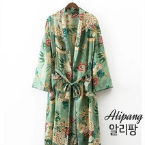 알리팡(Alipang) 여성로브 여성롱가디건 로브가운 그린 고풍적인 고급스러운 패션로브