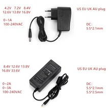 AC-DC 4.2 V 8.4 V 12.6 V 16.8 V 1A 2A 충전기 전원 공급 장치 어댑터 4.2 V 8.4 V 12.6 V 16.8 V 1000MA 18650 리튬 배터리, 01 4.2V_02 EU plug_01 1A