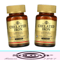 솔가 철분제 미네랄보충 Iron 25mg 킬레이트 철분 유전자변형성분 글루텐무함유 비건 [100정*2병]