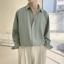 빈티지 긴팔 셔츠 에어매쉬 클래식 드롭 드레이프 링클프리 남성 소매 건달카리스마 와이드 루즈핏 A307 4995654405