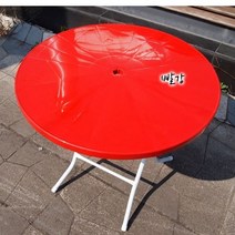 국산 접이식 야외 테이블 편의점/야외용/편의점/캠핑/정원, 1개, 원형테이블_레드