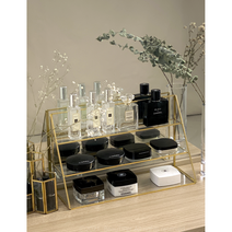 뷰티퍼 금장 향수장 화장품정리대 향수보관함 진열대 화장품 정리함 보관함 3단 골드프레임 선반 향수정리함 향수정리 화장품진열장 화장품선반 화장품보관함 3단선반 미니선반, M