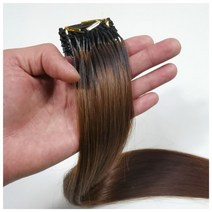 붙임머리기계 헤어익스텐션 시간단축 간편한 헤어샵, 컬러(연브라운 60cm) 1줄 만들기