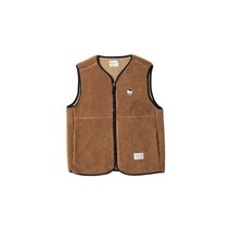 비욘드 클로젯 PARISIAN DOG WAPPEN ECO FUR ZIP-UP VEST BROWN