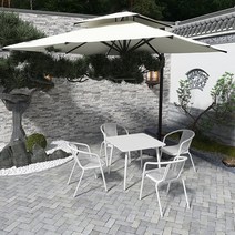 파라솔세트 대형 야외 옥상그늘막 비치 낚시 피크닉 편의점 카페 캠핑 접이식 테라스, 70화이트철제 사각테이블+4의자+로마우산