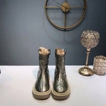 승마부츠 가죽 신발 통넓은 롱 스노우 부츠 여성 2022 새로운 다운 패브릭 면화 두꺼운 두꺼운 바닥 방수 미끄럼 방지 마틴 부츠 짧은 부츠, 총 색상, 40