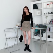 브이와이 여자 슬릿 SS 쁘띠 잔주름 스커트