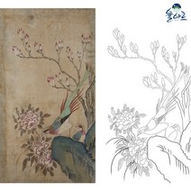 화조도 7 민화 도안 본그림 민화그리기 본 공모전 취미 원데이클래스 컬러링 수업자료 민화본, 일반용지(얇은 백상지), 원본 사이즈(추천)