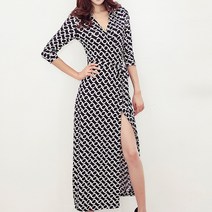 로미홀리 여성 원피스 7부소매 맥시 랩 롱 원피스 - 173