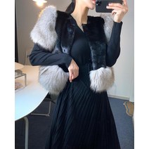 여성 에코 퍼 인조 페이크퍼 반팔조끼 모피 아우터 털