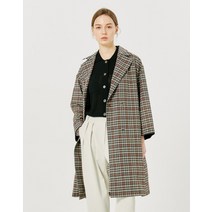 22SS [가을추천][D-GIFT] 블랙 체크 시어서커(지지미) A라인 하프코트 DLCO2B591BK