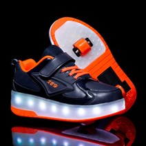 휠리스 힐리스 슈즈 운동화 여성 공용 롤러 스케이트 학생 신발, Led 다크주황황 2륜, 37 235mm