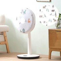 선풍기 보관 커버 먼지 덮개 방수 일러스트 디자인 화이트, 디자인랜덤
