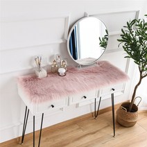 라쿤 에코퍼 양털매트 테이블 화장대 쿠션 7종 콘솔 화장대 직사각 정사각 퍼매트, 30x100 직사각형, B 라이트 핑크