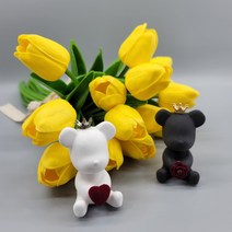 IDEIN 베어브릭 차량용 석고방향제 천연아로마 인테리어용 곰돌이 송풍구 디퓨저, 흰돌이+검돌이셋트, 블랙체리