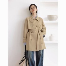 트렌치코트 더블 하프 코트녀