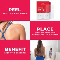 Spirit Patches B12 에너지 패치 - 천연 자체 접착 투명 복부 녹차 비타민 C B1-36팩, 한개옵션0