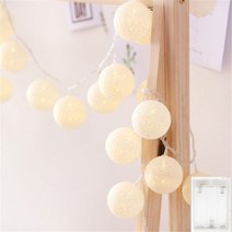 DUCH 6M 40 LED 코튼 볼 화환 조명 스트링 크리스마스 홀리데이 웨딩 파티 아기 침대 패어리 라이트 야외 장식 A, battery white_1m 10leds