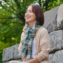 목화송이 봄 가을 퓨어린넨 체크머플러