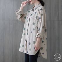 도오빠 여성 셔츠 땡땡이 남방 긴팔 오버핏 카라셔츠 무지 여자셔츠