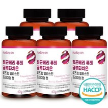 nuday on 뉴데이온 링곤베리 퓨레 글루타치온 로즈힙 엘라스틴 프리미엄 60정 5통 핵심 성분을 하루 한번 간편하게 섭취, 60g, 5개