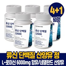 류신 단백질 타블렛 정 보충제 청정 네델란드 산양유단백질 필수 아미노산 l로이신 6000mg 루신 뉴신 유신 wpi 담백질 프로틴 먹는법, 4+1통, 60정