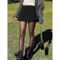 레이스 미니 스커트 치마 블랙 귀여운 여성 로우 허리 프레피