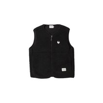 Beyond Closet PARISIAN DOG WAPPEN ECO FUR ZIP-UP VEST BLACK